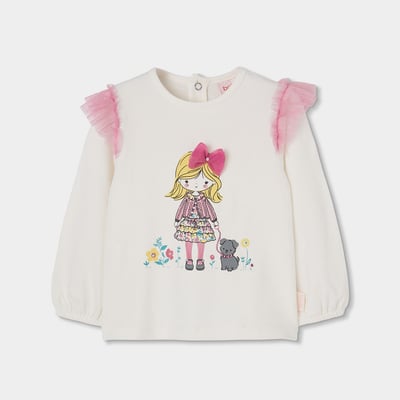 T-shirt en maille fille imprimé poupée avec tulle BOBOLI