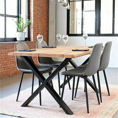 Table à rallonge en bois de chêne clair avec bordures naturelles 140 cm SAVONE PIER IMPORT