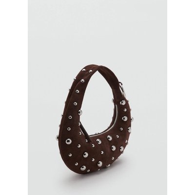 Sac à main en cuir avec application boules métalliques MANGO