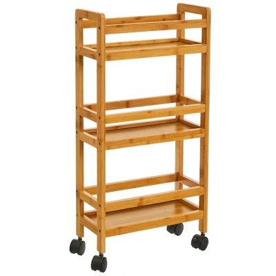 Desserte de cuisine sur roulettes étroite en bambou 36x15x74cm WADIGA