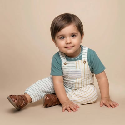 Salopette rayée en coton BIO GOTS BOUT'CHOU