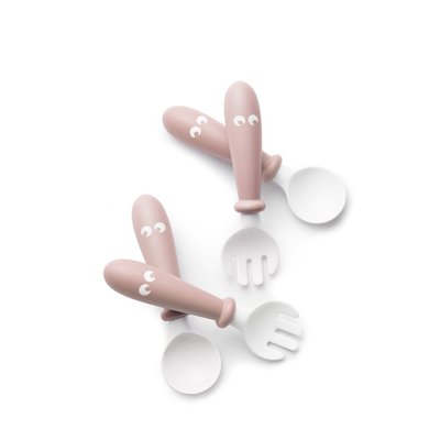 Lot de 2 cuillères et 2 fourchettes Rose Pastel BABYBJORN