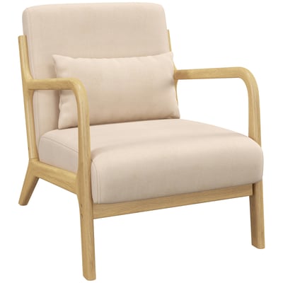 Accent Chair velours (100 % polyester) Beige HOMCOM