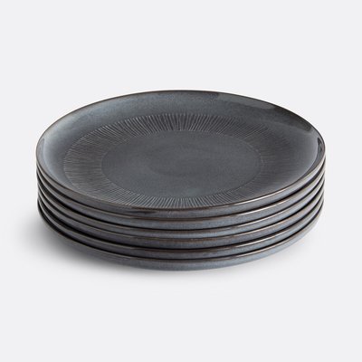 Lot de 6 assiettes plates grès émail réactif Edena LA REDOUTE INTERIEURS