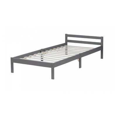 Lit simple en bois 90x200 gris HOMESTYLE4U
