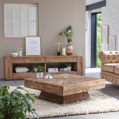Table basse carrée en bois recyclé  BLAISE MADE IN MEUBLES 