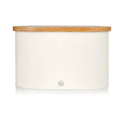Nordic Bread Bin with Wooden Lid in Cream SWAN
