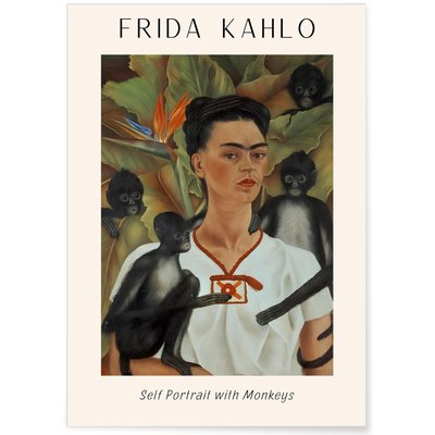 Affiche Frida Kahlo « Self Portrait with Monkeys » L'AFFICHERIE
