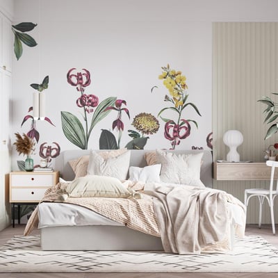 Papier peint panoramique et botanique avec fleurs tropicales - 255x260 cm (l x h) LA TOUCHE ORIGINALE