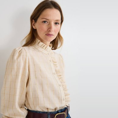 Blouse manches longues avec col montant en coton BIO MONOPRIX