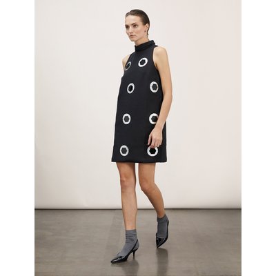 Robe sans manches d’inspiration années 60 en tissu au toucher crêpe avec patchs brodés MOTIVI