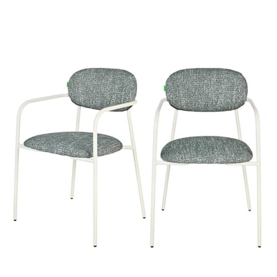 Lot de 2 fauteuils de table en tissu pieds métal- ANATOLE DRAWER