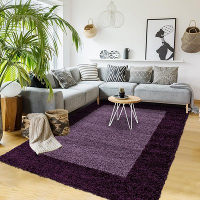 Tapis poils longs shaggy tissé motif simple BORDURE UN AMOUR DE TAPIS