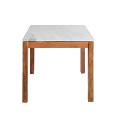 Table à manger carrée en bois d'acacia et marbre  ARTHURO MADE IN MEUBLES 