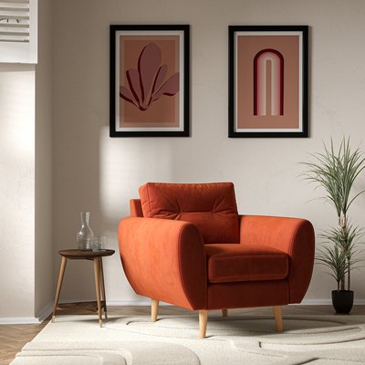 Ada Scandi Buttoned Velvet Armchair with Light Wood Legs SO'HOME
