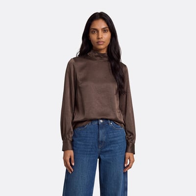 Blouse col montant en satin manches longues LA REDOUTE COLLECTIONS