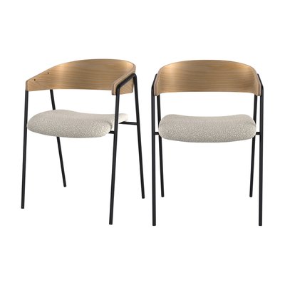 Lot de 2 chaises en tissu bouclé de chêne - ESMÉE RENDEZ-VOUS DÉCO