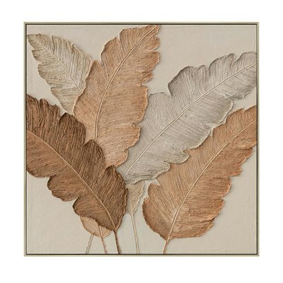 Tableau feuilles tropicales avec relief 80x80 cm PIER IMPORT