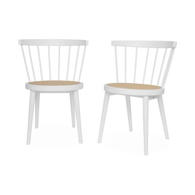 Chaise bohème bois d'hévéa et cannage (lot de 2) NORA SWEEEK