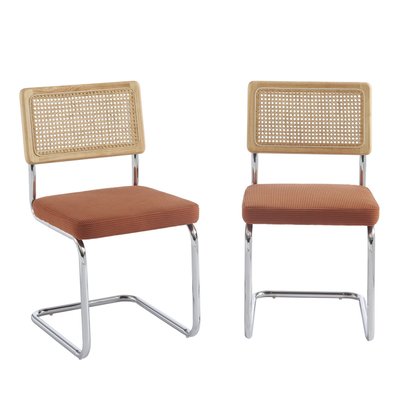 Lot de 2 chaises en velours côtelé pieds chrome- SKANA DRAWER