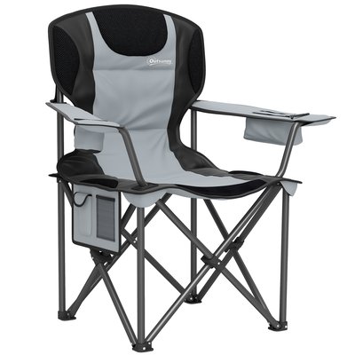 Chaise de camping pliante rembourrée nombreux rangements sac isotherme et transport OUTSUNNY