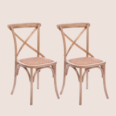 Chaises bistrot en bois massif naturel (lot de 2) - ESTAMINET HELLIN, DEPUIS 1862