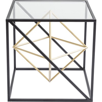 Table d'appoint en verre et acier, PRISMA KARE DESIGN