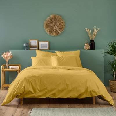 Housse de couette unie PERCALE DE COTON BLEU CALIN