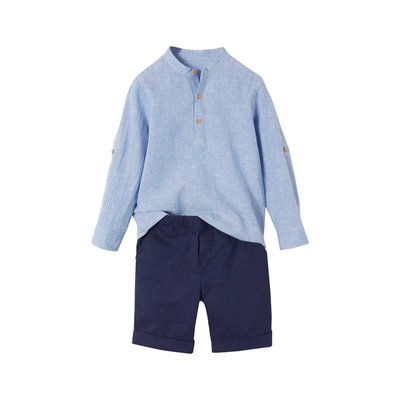 Ensemble céremonie chemise col Mao et short VERTBAUDET