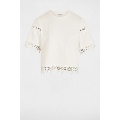 T-shirt manches courtes, détail guipure MORGAN