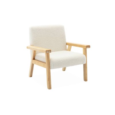 Fauteuil scandinave enfant bouclette et bois d'hévéa ISAK KID SWEEEK