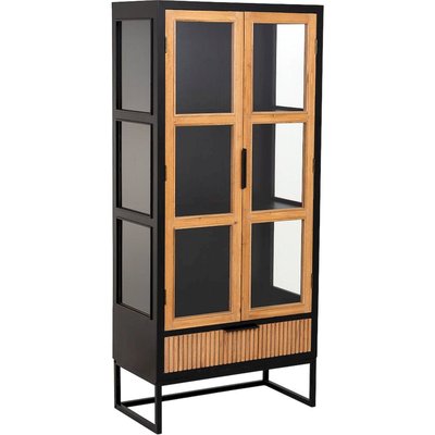Vitrine romantique bois et métal deux portes une niche RECOLLECTION