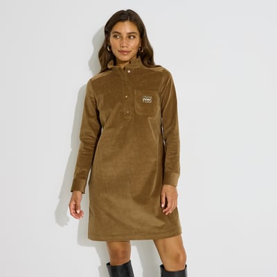 Robe courte velours côtelé col froufrou GRAIN DE MALICE