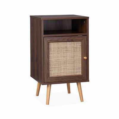 Table de chevet scandinave en cannage 1 porte BOHÈME SWEEEK