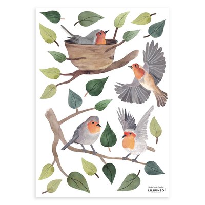 Stickers muraux les rouges-gorges QUEYRAN LILIPINSO