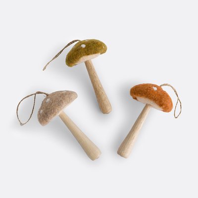Set van 3 vilten paddenstoelen met ophanglus, Caspar LA REDOUTE INTERIEURS