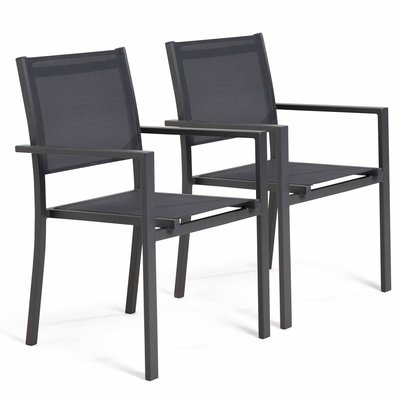 Lot de 2 fauteuils d'extérieur aluminium et textilene, NICE OVIALA
