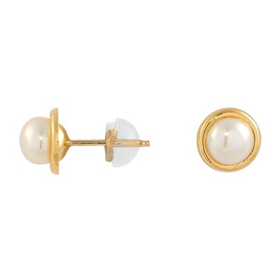 Boucles d'oreilles en or 375 jaune et perle de culture CLEOR