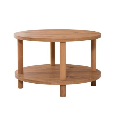 Table basse ronde 2 niveaux décor pin atlantique D70 cm - ROBY CALICOSY
