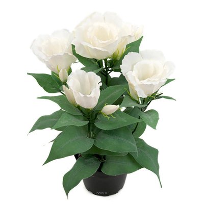 Eustoma artificiel en pot, 4 têtes de fleur ARTIFICIELLES