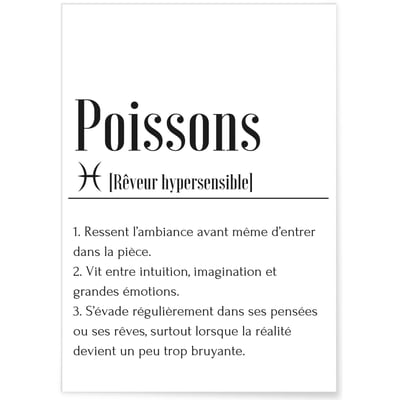 Affiche Définition Poissons L'AFFICHERIE