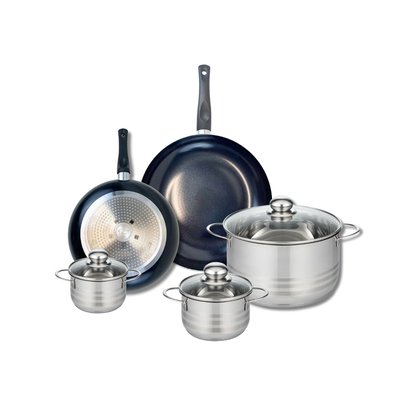 Set de 2 poêles 24 et 28 cm et 3 faitouts Prima Brillant ELO