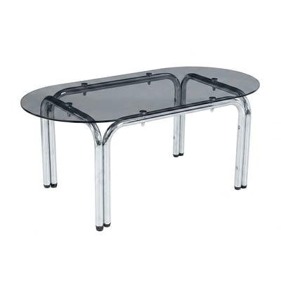 Table à manger ovale en métal et verre trempé 6 personnes, LEWIS OVIALA