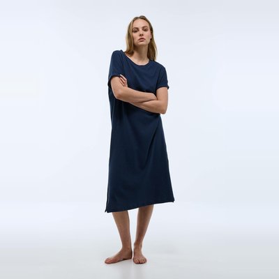 Chemise de nuit longue en jersey de coton et lin MONOPRIX