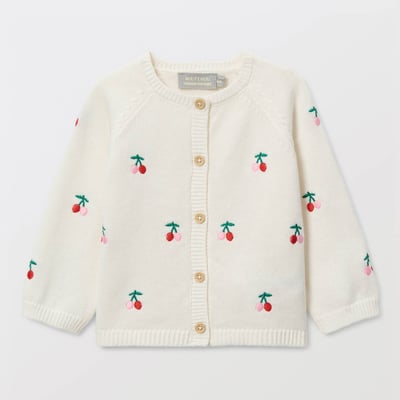 Cardigan brodé contenant de la laine BOUT'CHOU