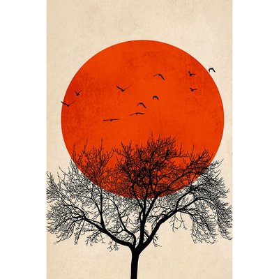 Tableau soleil rouge graphique HEXOA