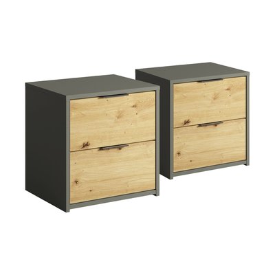 Nicosie - lot de 2 tables de chevet - bois et gris - 44 cm LISA DESIGN