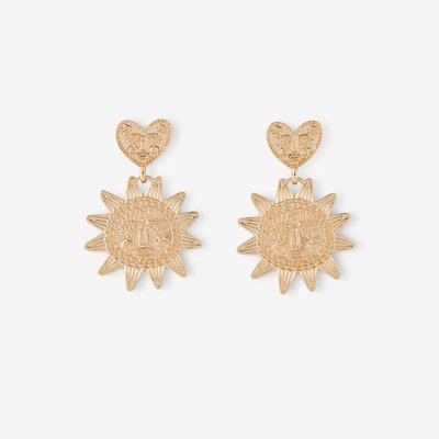 Boucles d'oreilles cœur et soleil doré BALABOOSTE