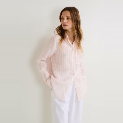 Chemise manches longues rayée en lin MONOPRIX