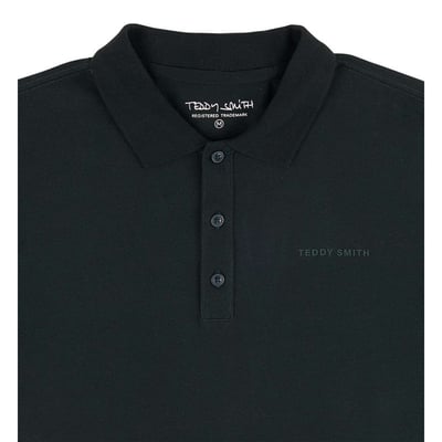 Polo en coton vert uni avec une coupe droite et le nom de la marque TEDDY SMITH